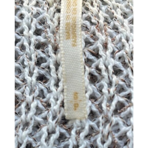 Free People Open Knit Crochet Hooded Henley Sweater Size S Oversized Preppy - Picture 4 of 6